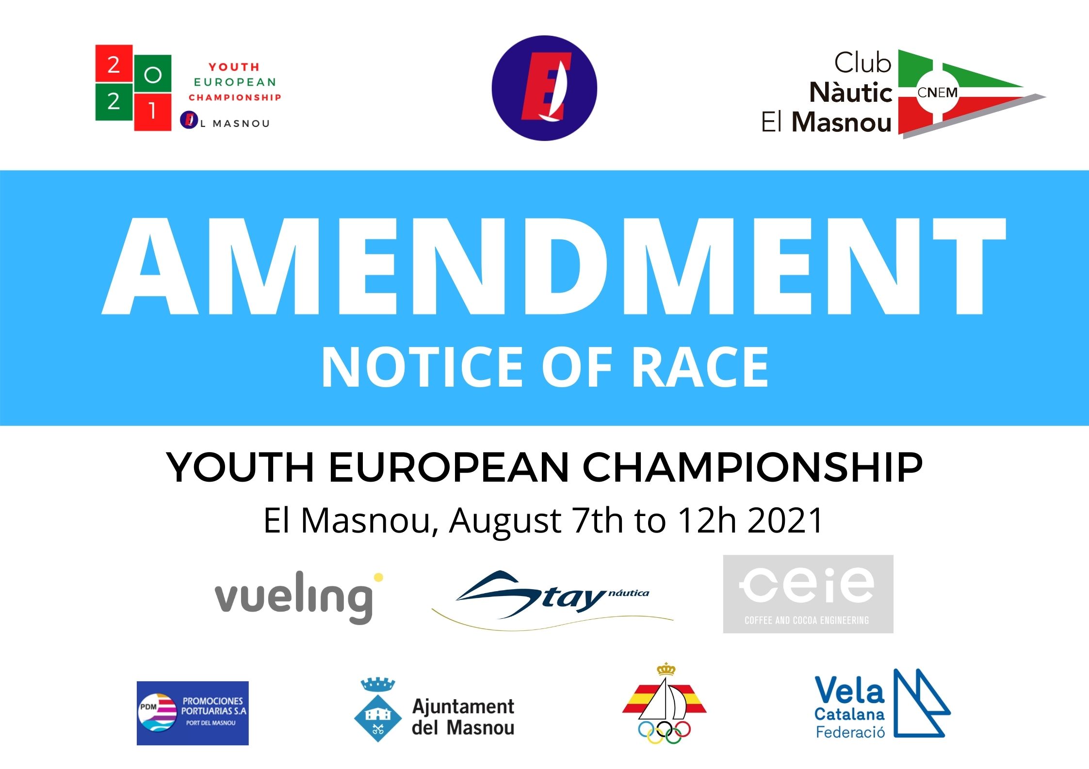 AMENDMENT NoR1 of YOUTH EUROPEAN CHAMPIONSHIP Published - El Masnou, Europa, Youth European Championship - YOUTH EUROPEAN CHAMPIONSHIP 2021