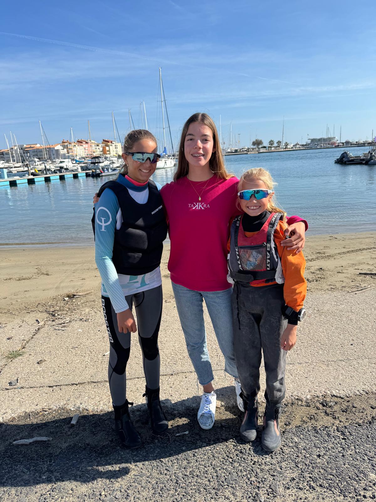 Elena Lopez, Marta i Blanca Mendiolea, participen al meeting internacional "Opti Cup Cap D'Adge 2024" al sud de frança - 2024, club nàutic el masnou, cnem, Vela - Anna Renteria